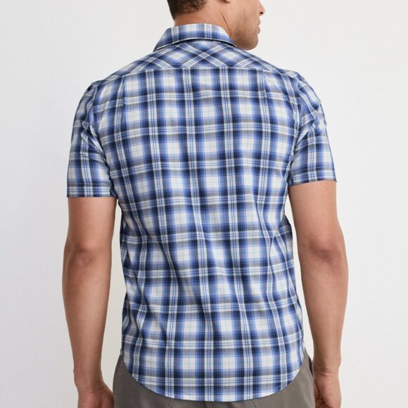 Jockey Blue and White Plaid Button-Down Shirt NWT - Picture 2 of 7